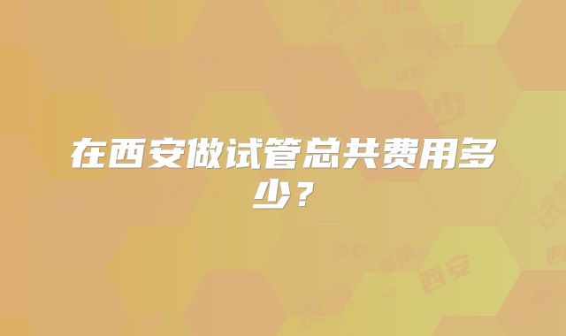 在西安做试管总共费用多少？