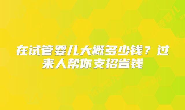 在试管婴儿大概多少钱？过来人帮你支招省钱