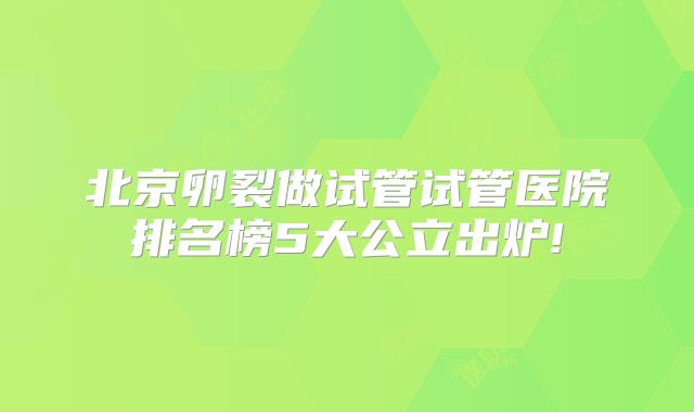 北京卵裂做试管试管医院排名榜5大公立出炉!