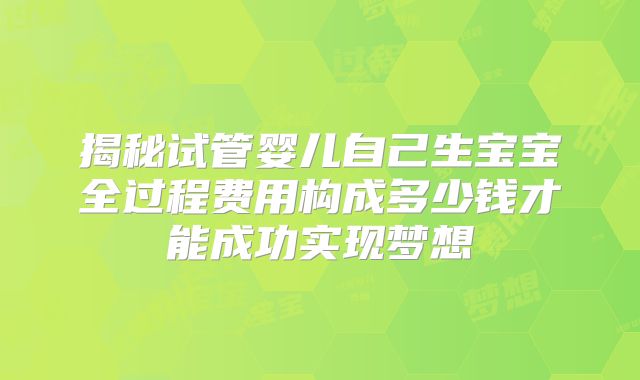 揭秘试管婴儿自己生宝宝全过程费用构成多少钱才能成功实现梦想