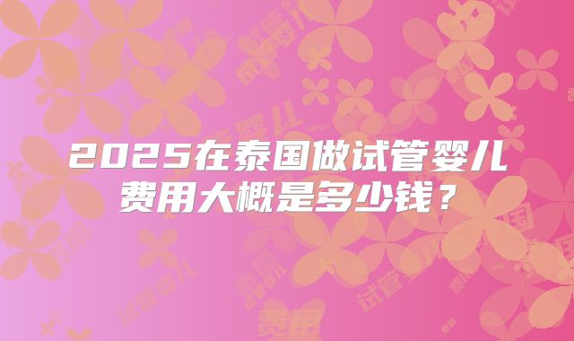 2025在泰国做试管婴儿费用大概是多少钱？