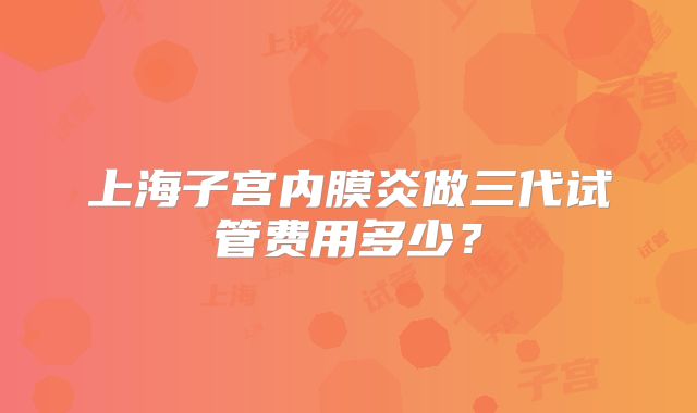 上海子宫内膜炎做三代试管费用多少?