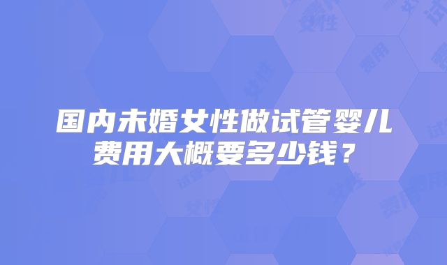 国内未婚女性做试管婴儿费用大概要多少钱？