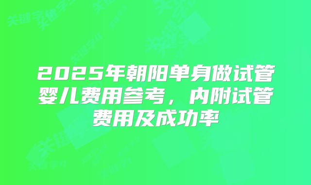 2025年朝阳单身做试管婴儿费用参考,内附试管费用及成功率