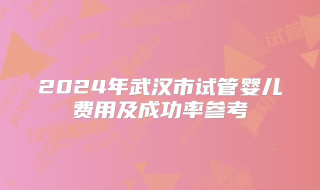 2024年武汉市试管婴儿费用及成功率参考
