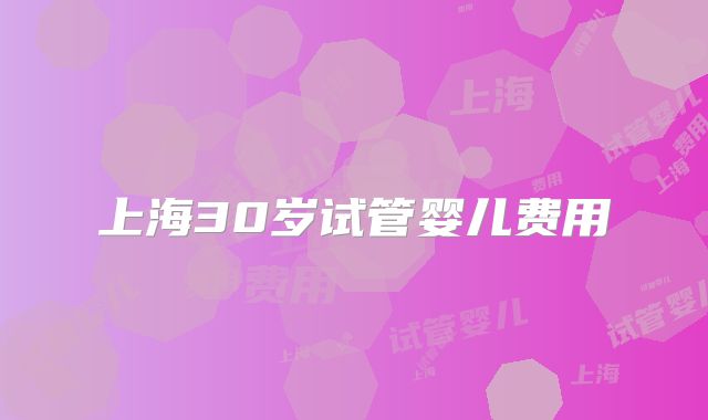上海30岁试管婴儿费用