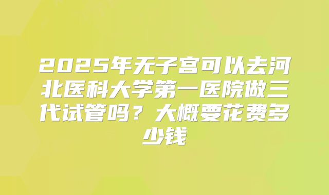 2025年无子宫可以去河北医科大学第一医院做三代试管吗?大概要花费多少钱
