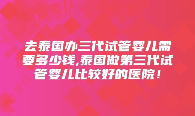 去泰国办三代试管婴儿需要多少钱,泰国做第三代试管婴儿比较好的医院!