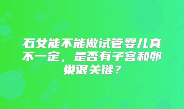 石女能不能做试管婴儿真不一定，是否有子宫和卵巢很关键？