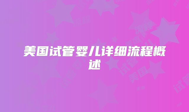 美国试管婴儿详细流程概述