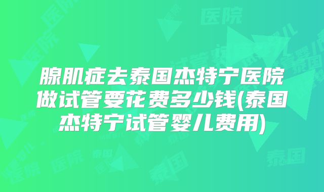 腺肌症去泰国杰特宁医院做试管要花费多少钱(泰国杰特宁试管婴儿费用)