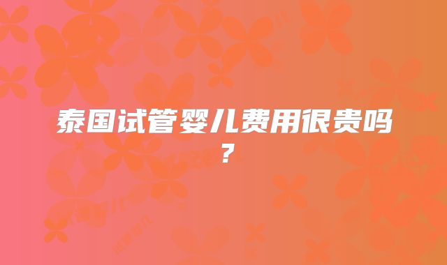 泰国试管婴儿费用很贵吗？