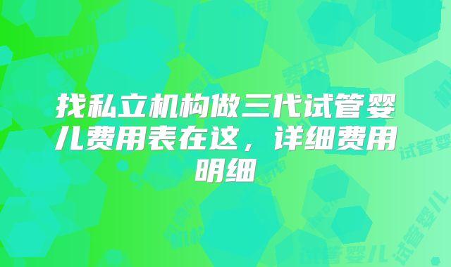 找私立机构做三代试管婴儿费用表在这,详细费用明细