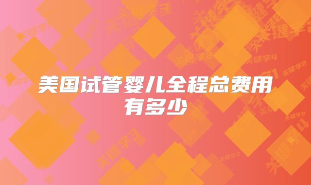 美国试管婴儿全程总费用有多少