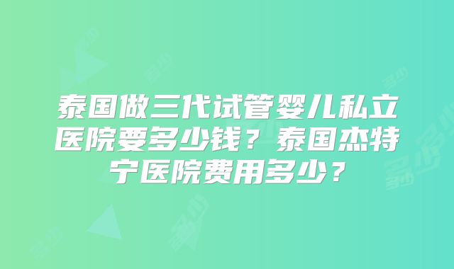 泰国做三代试管婴儿私立医院要多少钱？泰国杰特宁医院费用多少？
