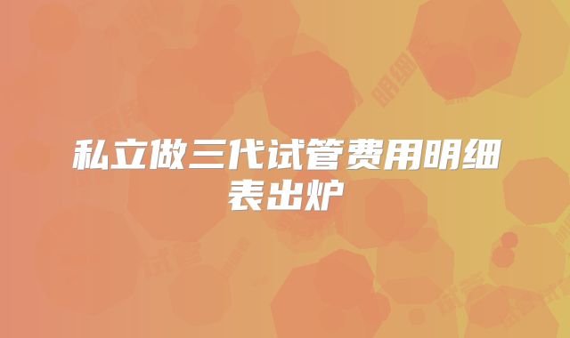 私立做三代试管费用明细表出炉