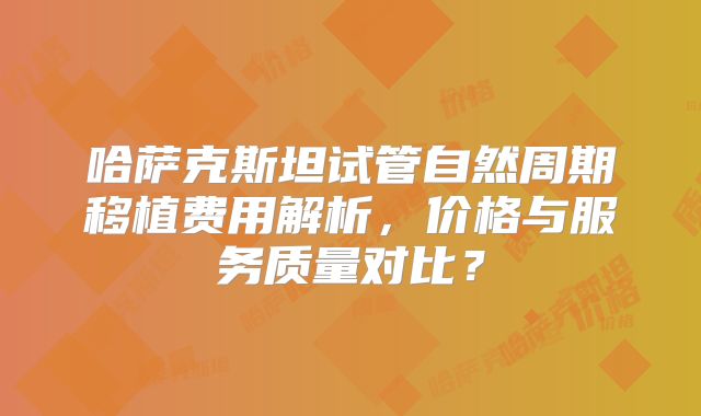 哈萨克斯坦试管自然周期移植费用解析，价格与服务质量对比？