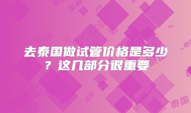 去泰国做试管价格是多少?这几部分很重要