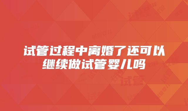 试管过程中离婚了还可以继续做试管婴儿吗