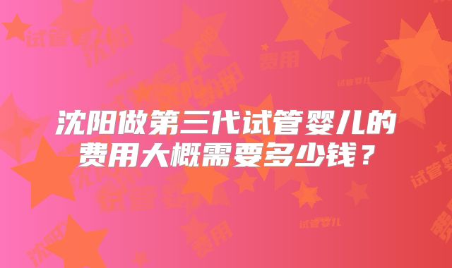 沈阳做第三代试管婴儿的费用大概需要多少钱？