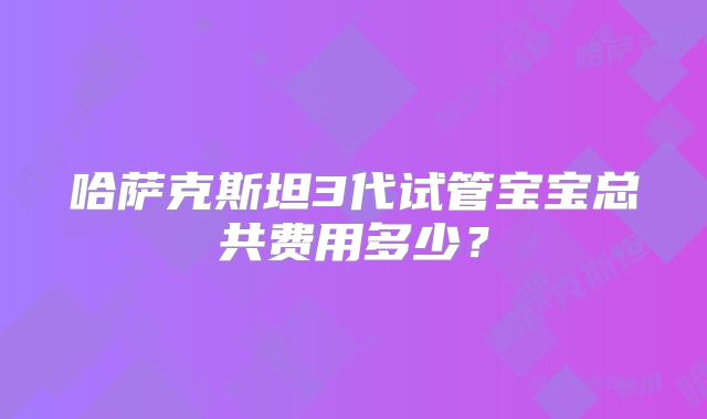 哈萨克斯坦3代试管宝宝总共费用多少？