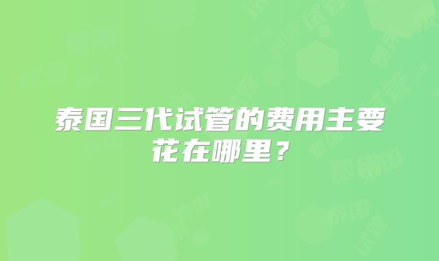 泰国三代试管的费用主要花在哪里?