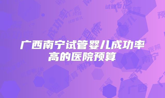 广西南宁试管婴儿成功率高的医院预算