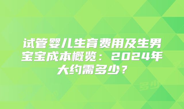试管婴儿生育费用及生男宝宝成本概览：2024年大约需多少？