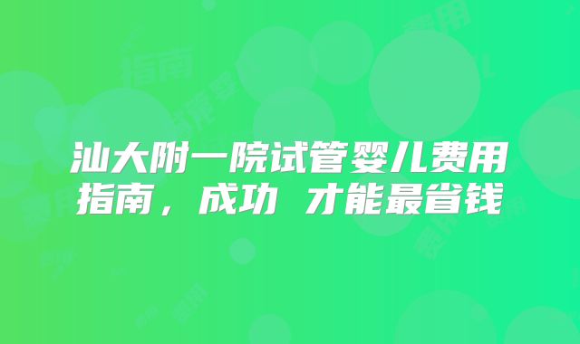 汕大附一院试管婴儿费用指南,成功 才能最省钱