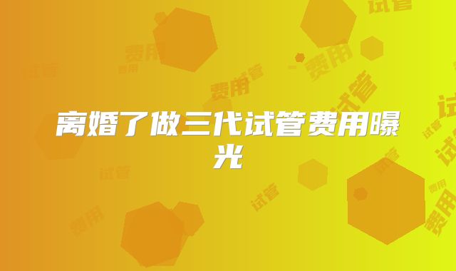 离婚了做三代试管费用曝光