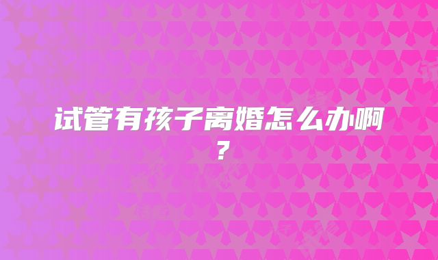 试管有孩子离婚怎么办啊？