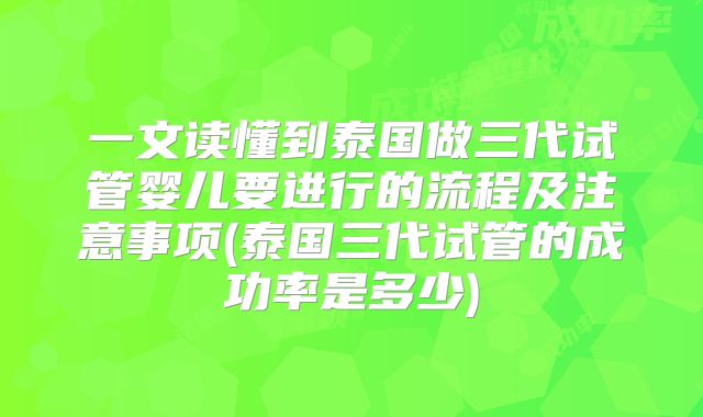 一文读懂到泰国做三代试管婴儿要进行的流程及注意事项(泰国三代试管的成功率是多少)