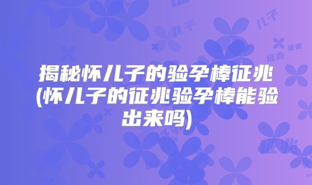 揭秘怀儿子的验孕棒征兆(怀儿子的征兆验孕棒能验出来吗)