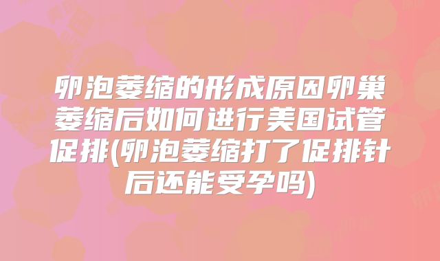 卵泡萎缩的形成原因卵巢萎缩后如何进行美国试管促排(卵泡萎缩打了促排针后还能受孕吗)