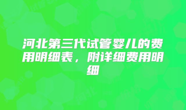 河北第三代试管婴儿的费用明细表，附详细费用明细
