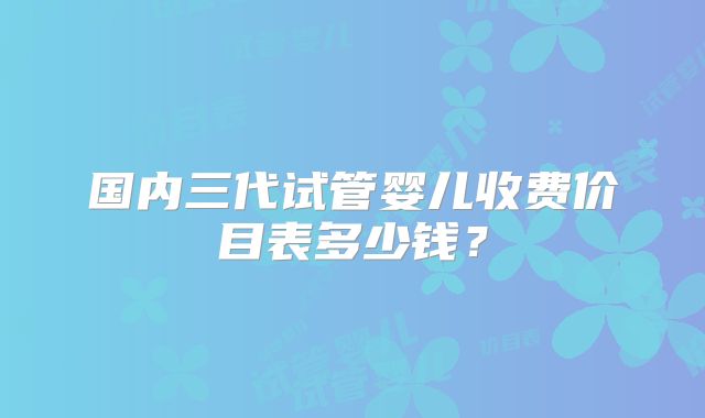 国内三代试管婴儿收费价目表多少钱？