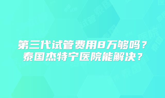 第三代试管费用8万够吗？泰国杰特宁医院能解决？