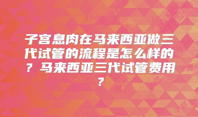 子宫息肉在马来西亚做三代试管的流程是怎么样的？马来西亚三代试管费用？