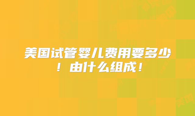 美国试管婴儿费用要多少！由什么组成！