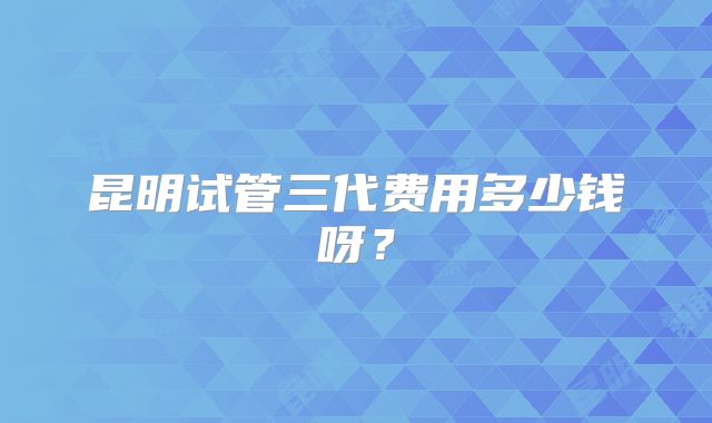 昆明试管三代费用多少钱呀?