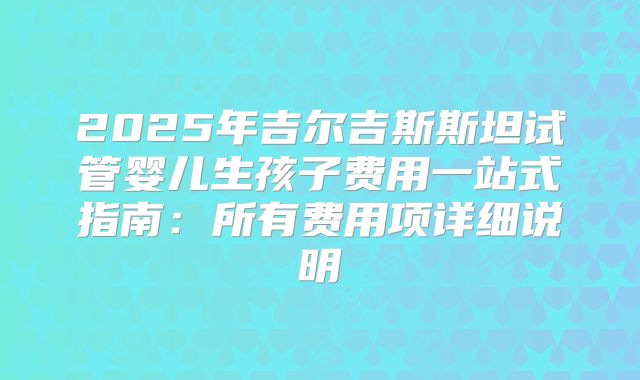2025年吉尔吉斯斯坦试管婴儿生孩子费用一站式指南：所有费用项详细说明