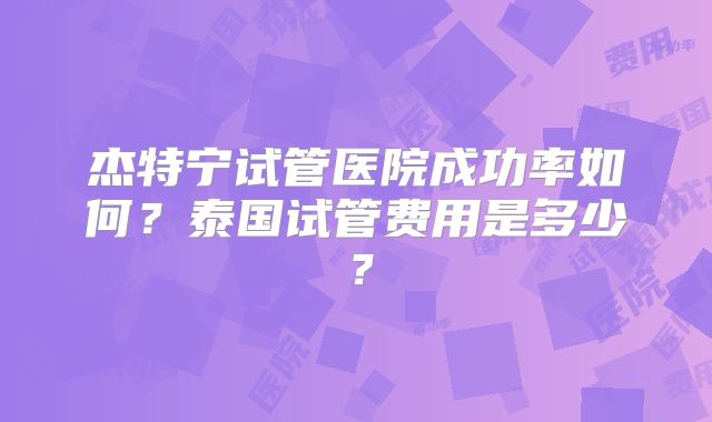 杰特宁试管医院成功率如何？泰国试管费用是多少？