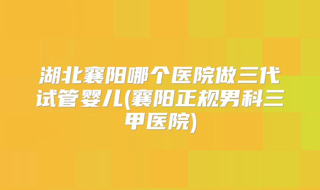 湖北襄阳哪个医院做三代试管婴儿(襄阳正规男科三甲医院)
