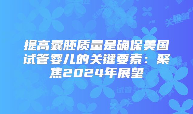 提高囊胚质量是确保美国试管婴儿的关键要素:聚焦2024年展望