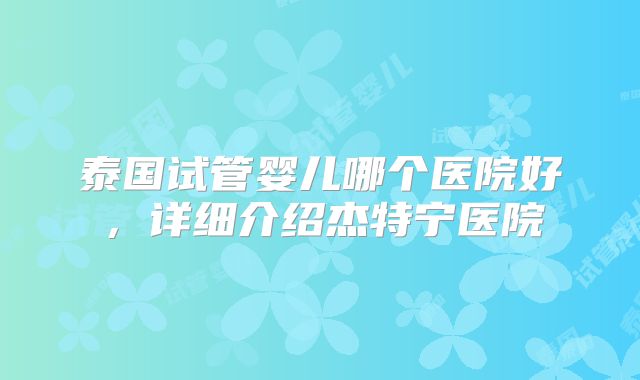 泰国试管婴儿哪个医院好，详细介绍杰特宁医院