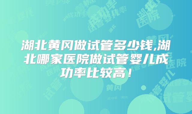 湖北黄冈做试管多少钱,湖北哪家医院做试管婴儿成功率比较高!