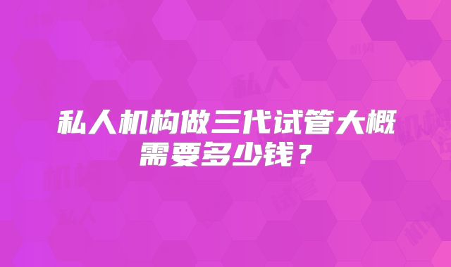 私人机构做三代试管大概需要多少钱?