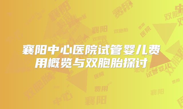 襄阳中心医院试管婴儿费用概览与双胞胎探讨