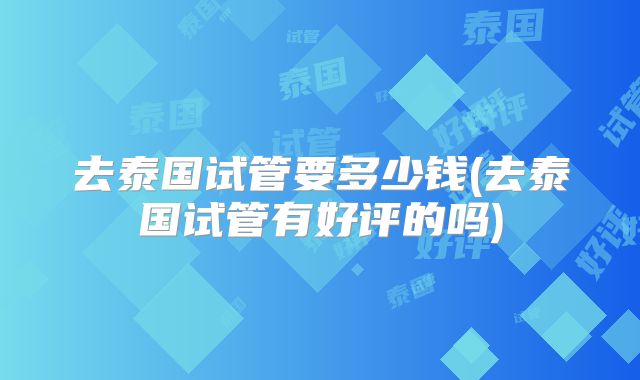 去泰国试管要多少钱(去泰国试管有好评的吗)