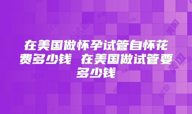 在美国做怀孕试管自怀花费多少钱 在美国做试管要多少钱